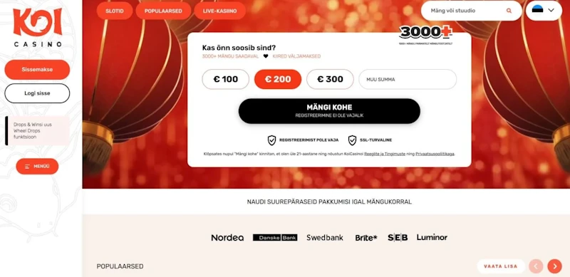 Koi Casino – 15% päivittäinen käteispalautus